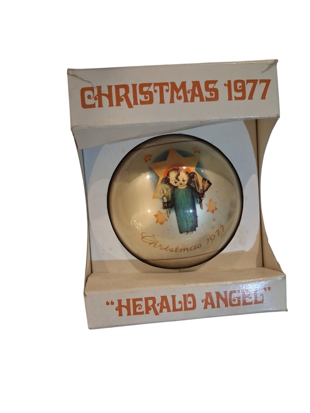 Herald Angel Christmas 1977 Holiday Ornament - Cream